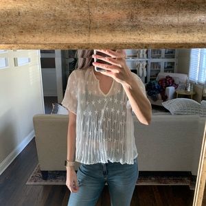 White mesh top with star detail